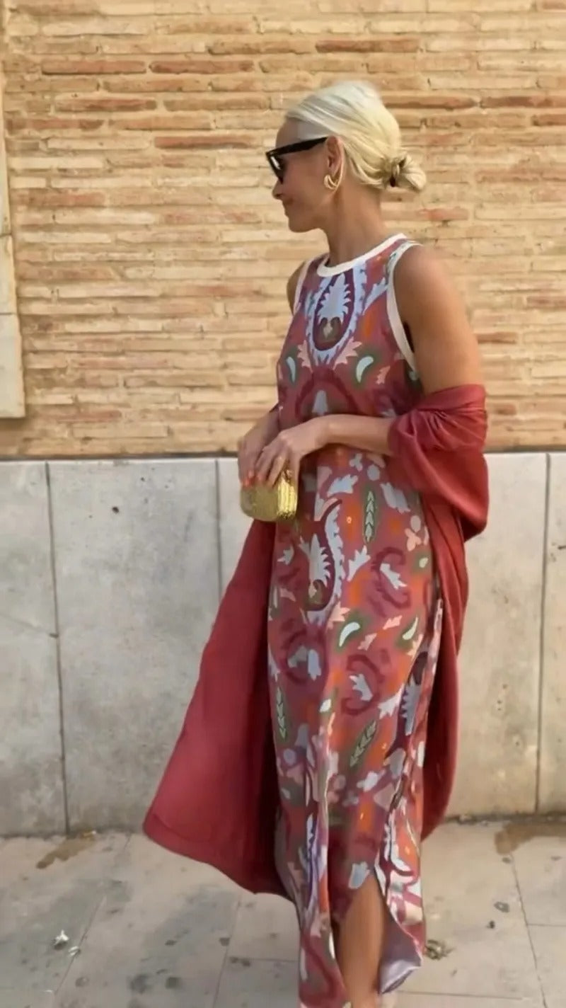 Ainara | Elegante vestido largo con chal a juego