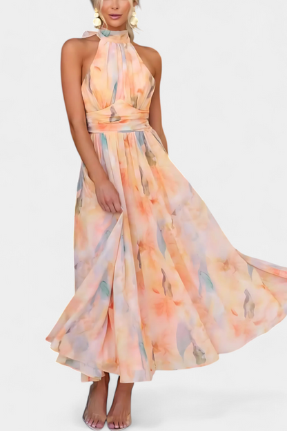 Alaia | Vestido con Estampado Aquarelle y Cuello Halter