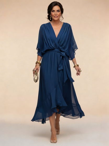 Marta™ | Vestido de chiffon con escote en V