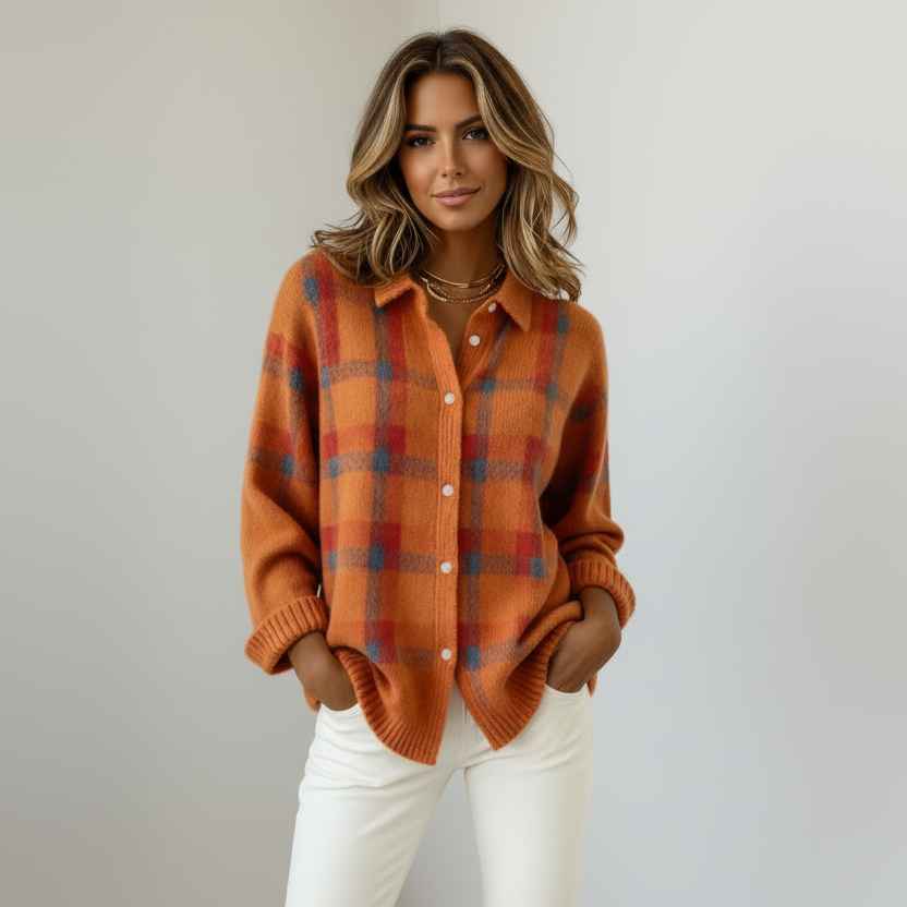 Anna™ | Cárdigan de punto suave a cuadros