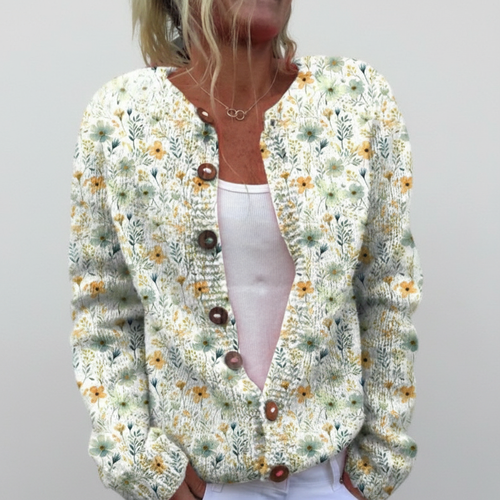 Leila | Cárdigan más abrigado y hermoso con estampado floral
