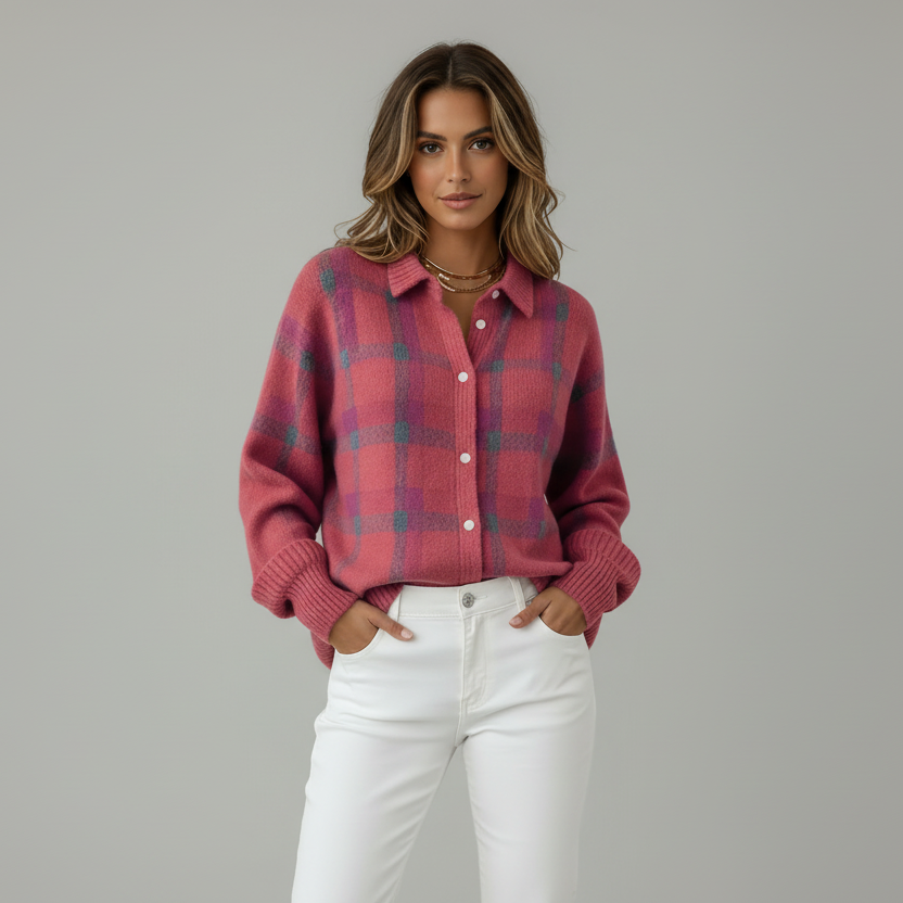 Anna™ | Cárdigan de punto suave a cuadros