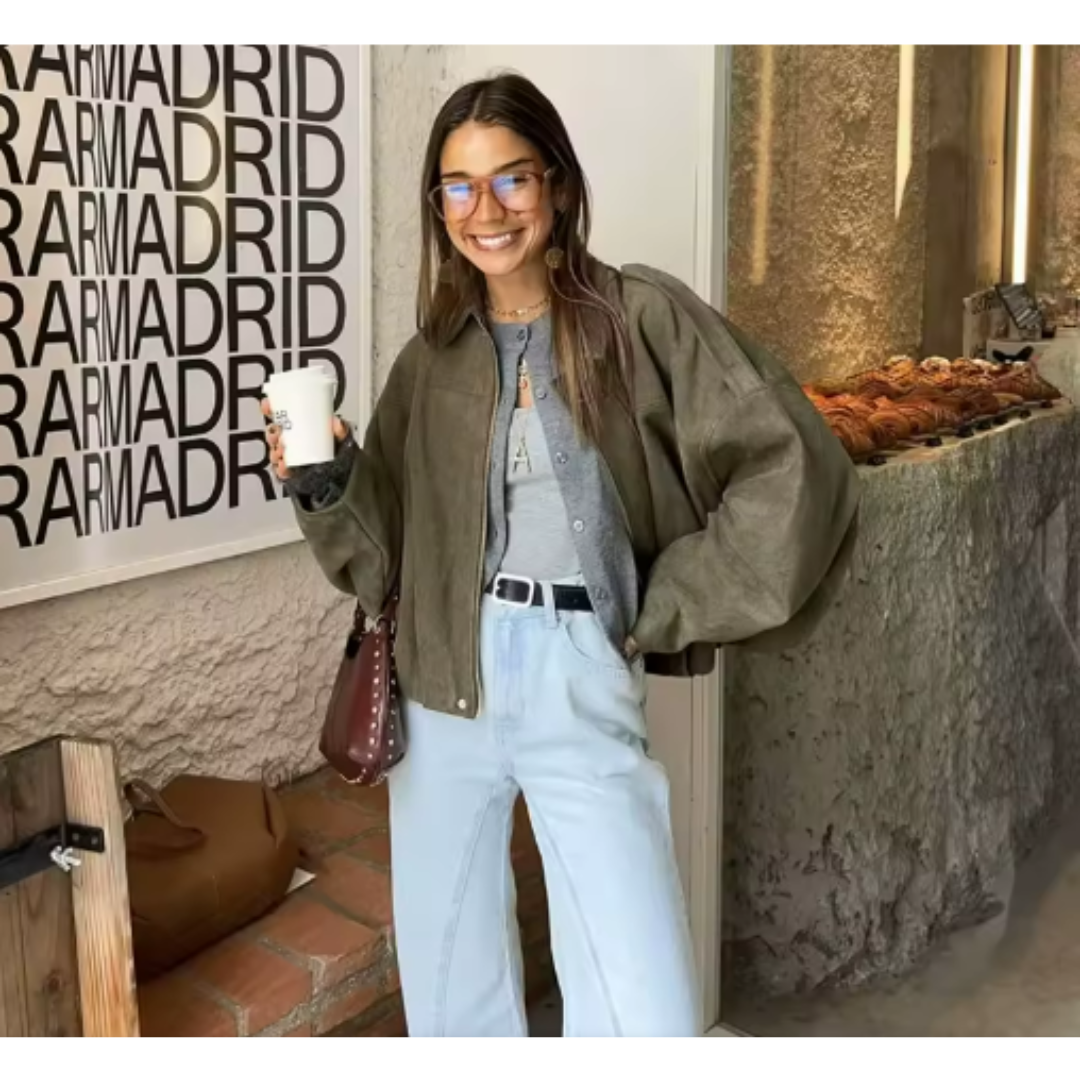 Puchi | Chaqueta Bomber Vintage Efecto Ante - ZARA