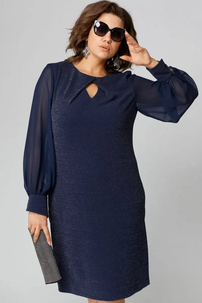 Loredana | Vestido negro elegante con mangas de chifón