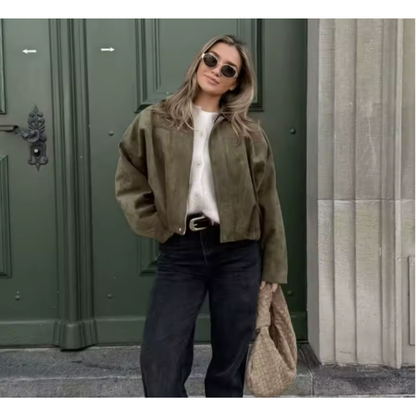 Puchi | Chaqueta Bomber Vintage Efecto Ante - ZARA