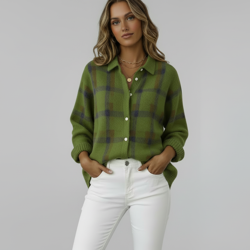 Anna™ | Cárdigan de punto suave a cuadros