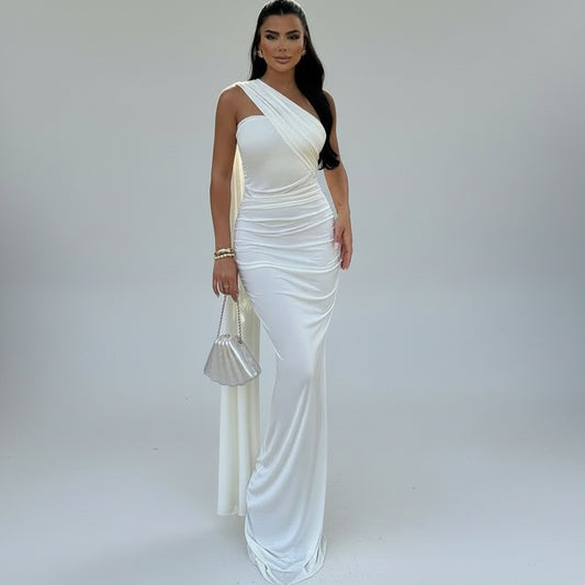Diana | Maxivestido drapeado de un hombro