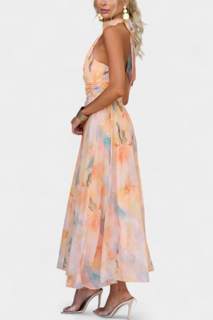 Alaia | Vestido con Estampado Aquarelle y Cuello Halter