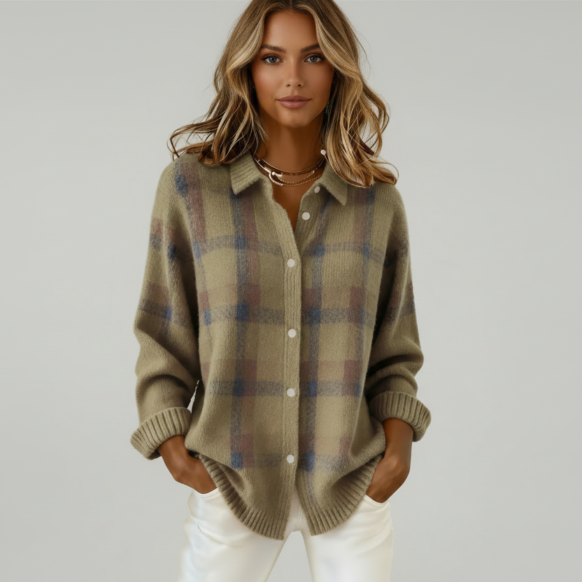 Anna™ | Cárdigan de punto suave a cuadros