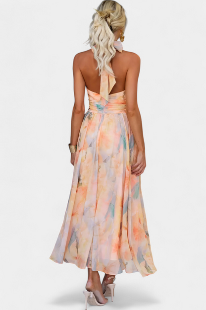 Alaia | Vestido con Estampado Aquarelle y Cuello Halter