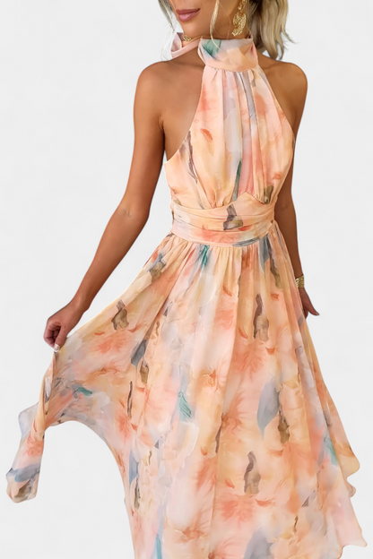 Alaia | Vestido con Estampado Aquarelle y Cuello Halter