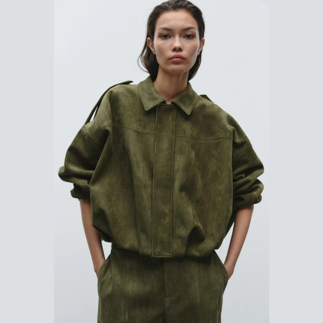 Puchi | Chaqueta Bomber Vintage Efecto Ante - ZARA