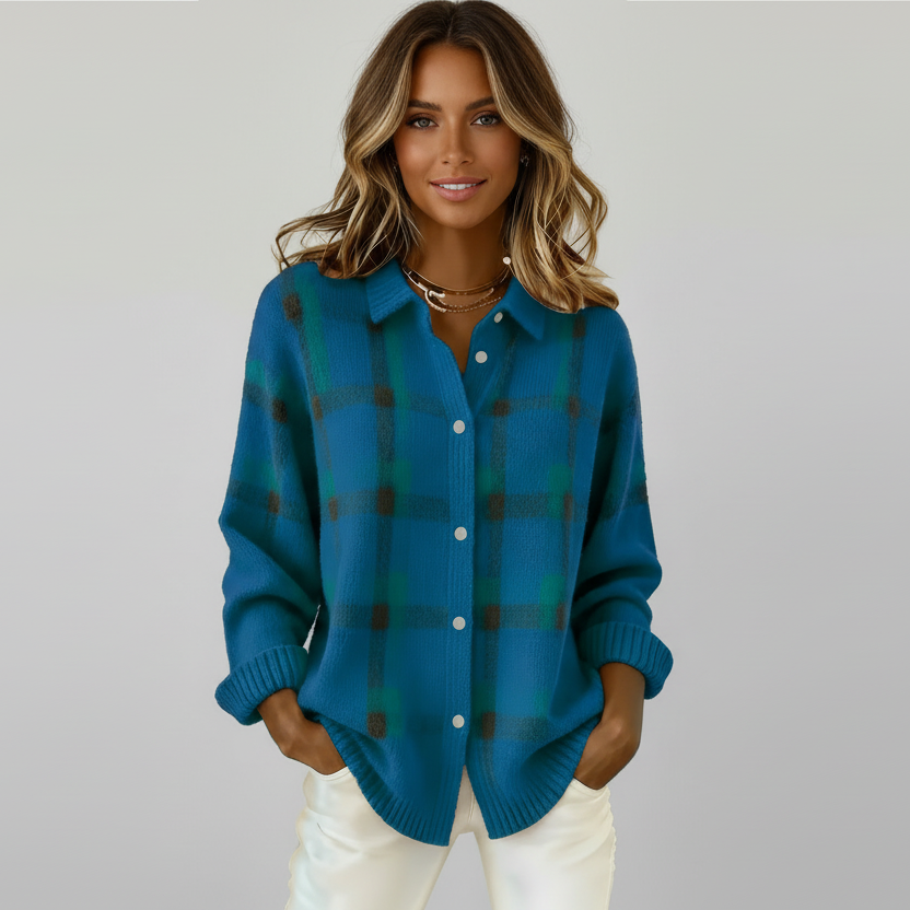 Anna™ | Cárdigan de punto suave a cuadros