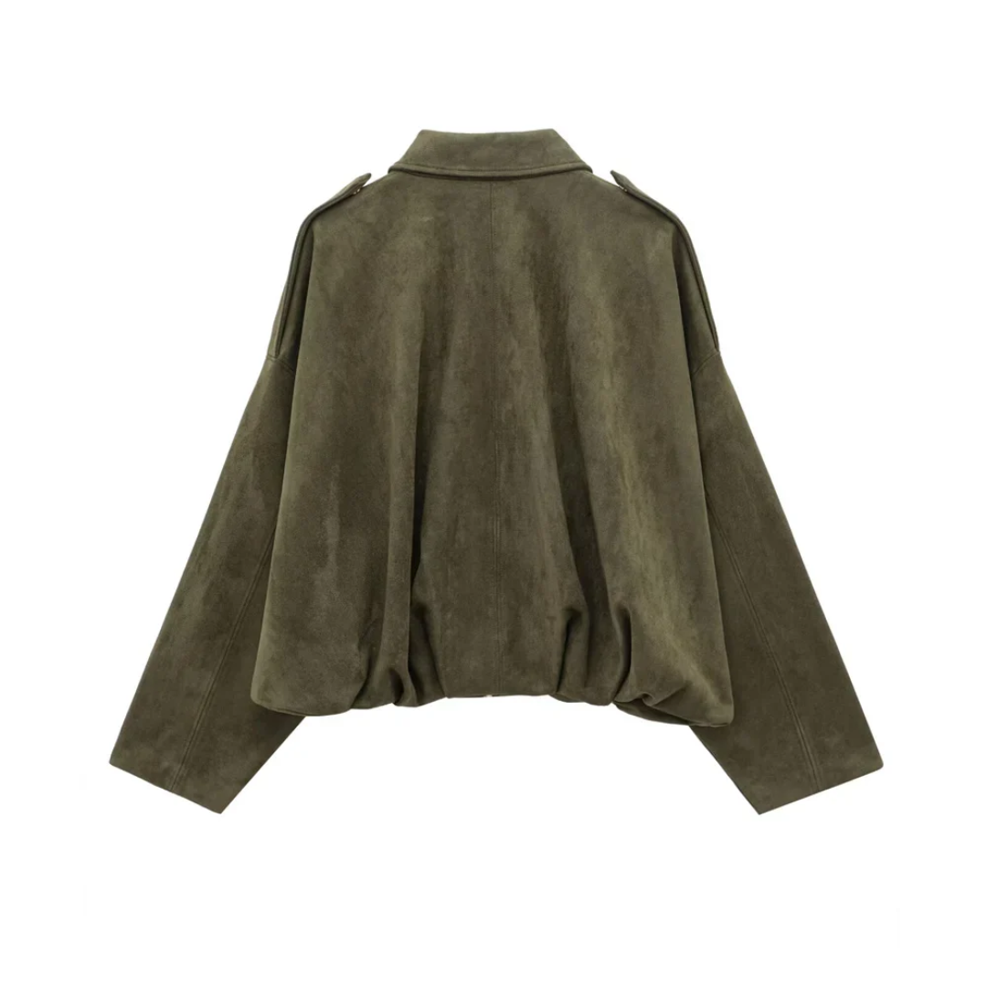 Puchi | Chaqueta Bomber Vintage Efecto Ante - ZARA
