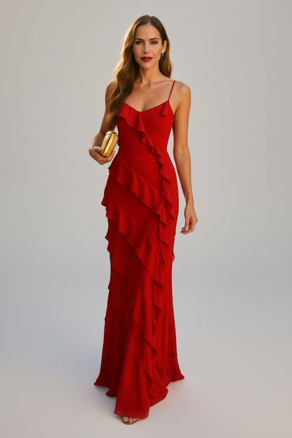 Sofía | Elegante vestido largo con volantes