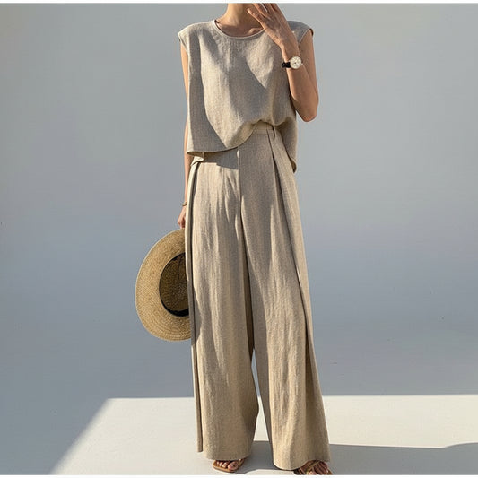 Rosalind | Pantalón de pata ancha y top de lino