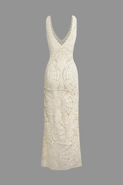 Julieta | Vestido largo de punto liso con cuello en V