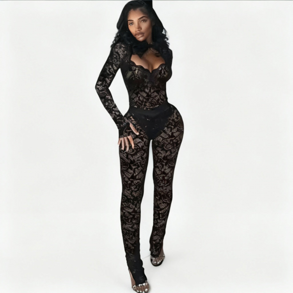 Lucía | Conjunto Sexy de Encaje Transparente