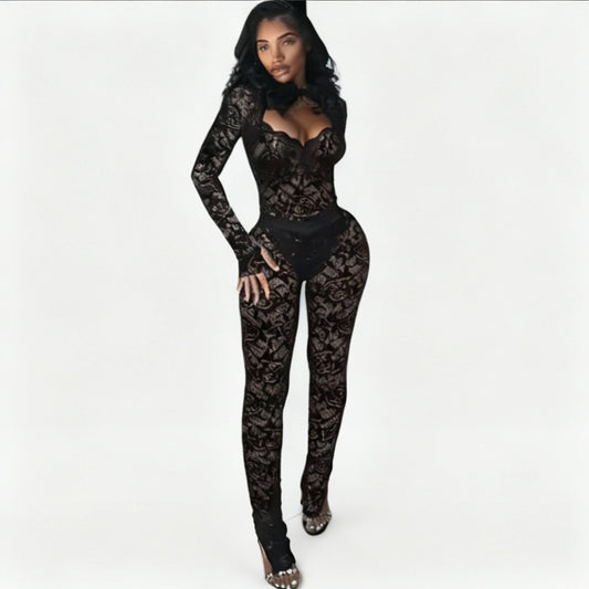 Lucía | Conjunto Sexy de Encaje Transparente