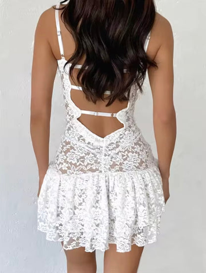 Laura | Mini Vestido de Encaje con Tirantes Finos