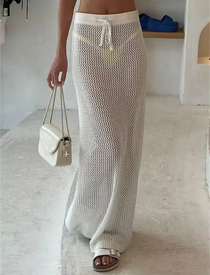 Paula | Falda Larga de Punto Calado