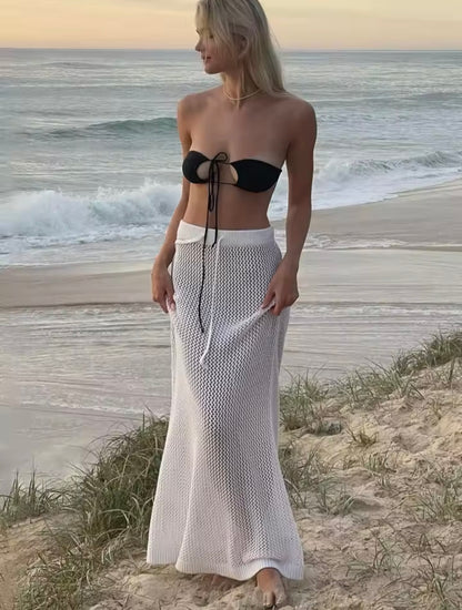 Paula | Falda Larga de Punto Calado