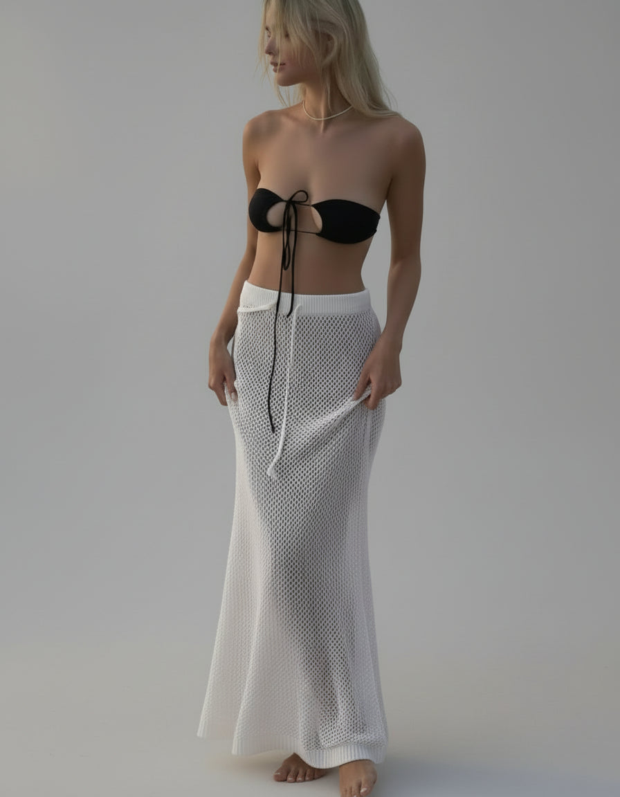 Paula | Falda Larga de Punto Calado