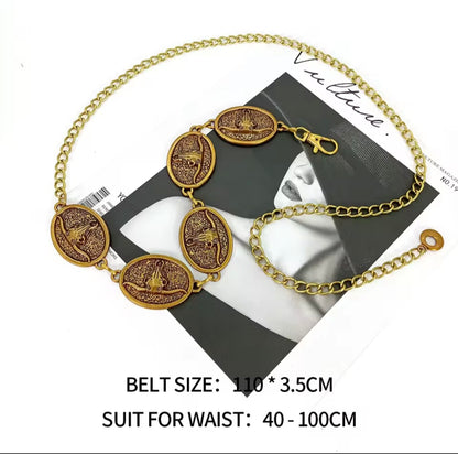 Conchi | Cinturón de Cadena Vintage con Monedas de Cabeza de Toro