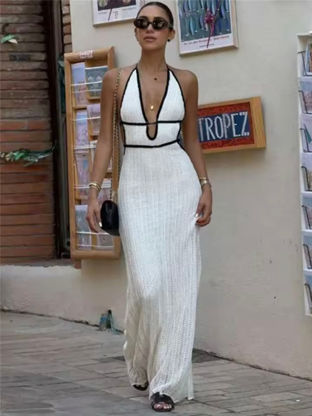 Marina | Vestido Largo Halter con Cordones