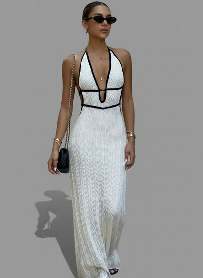 Marina | Vestido Largo Halter con Cordones