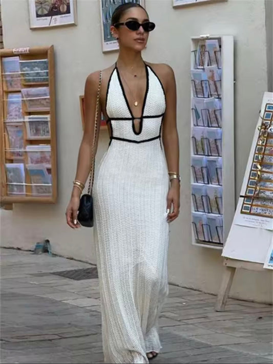 Marina | Vestido Largo Halter con Cordones
