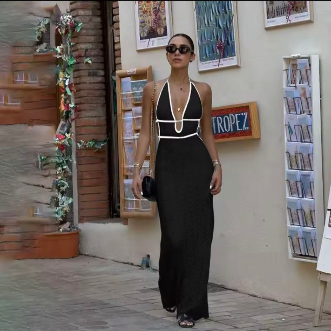 Marina | Vestido Largo Halter con Cordones
