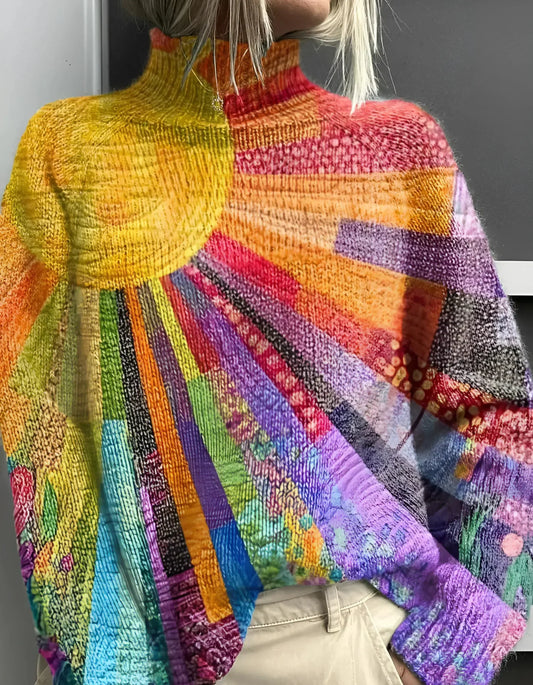 Adriana | Suéter de cuello de tortuga colorido y alegre