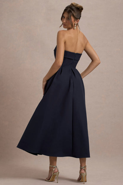 ANNE | Vestido midi elegante con escote de hombros descubiertos