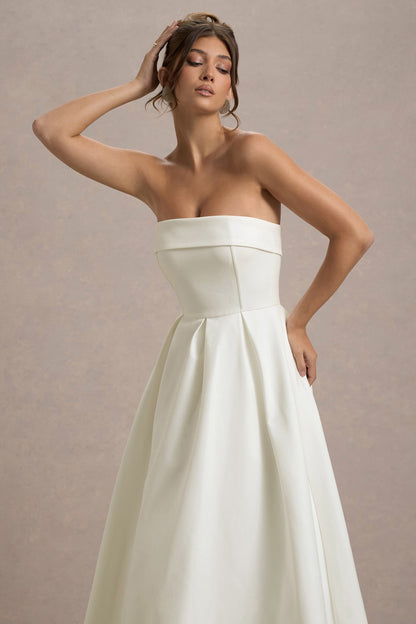 ANNE | Vestido midi elegante con escote de hombros descubiertos