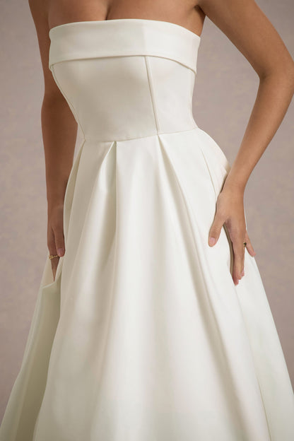 ANNE | Vestido midi elegante con escote de hombros descubiertos
