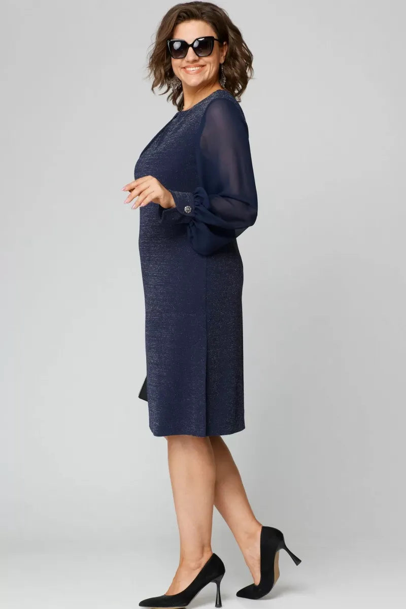 Loredana | Vestido negro elegante con mangas de chifón