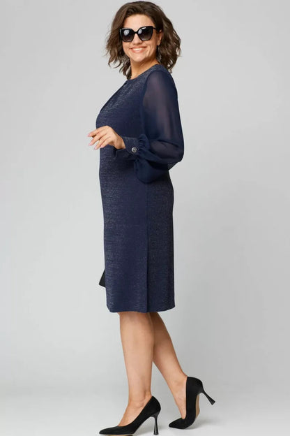 Loredana | Vestido negro elegante con mangas de chifón