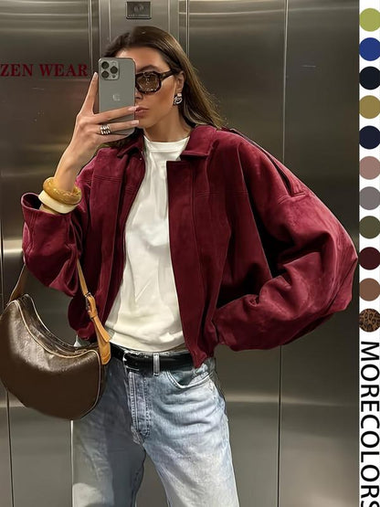 Puchi | Chaqueta Bomber Vintage Efecto Ante - ZARA