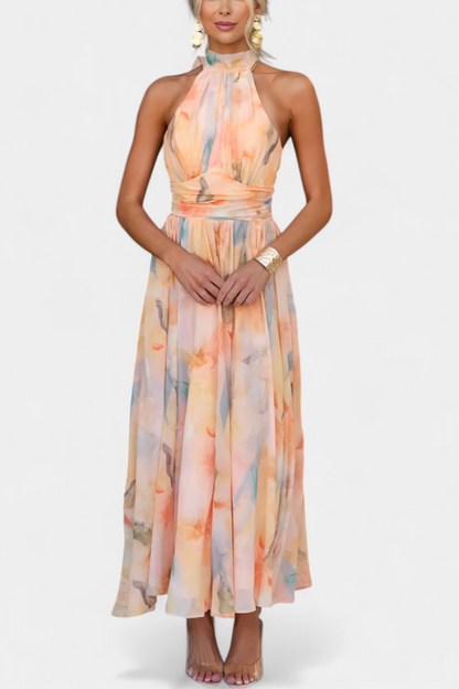 Alaia | Vestido con Estampado Aquarelle y Cuello Halter