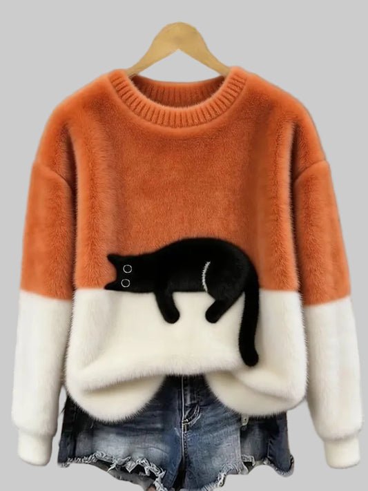 Luna | Sudadera de felpa para mujer con estampado de gato