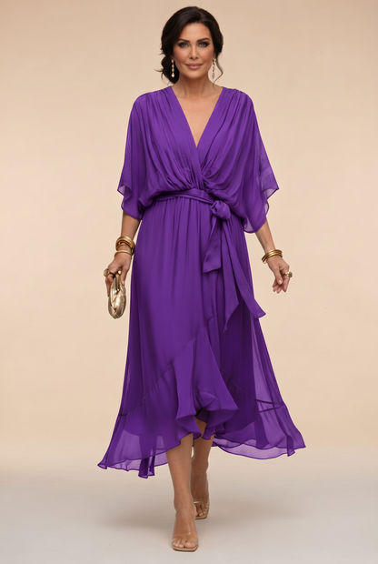 Marta™ | Vestido de chiffon con escote en V