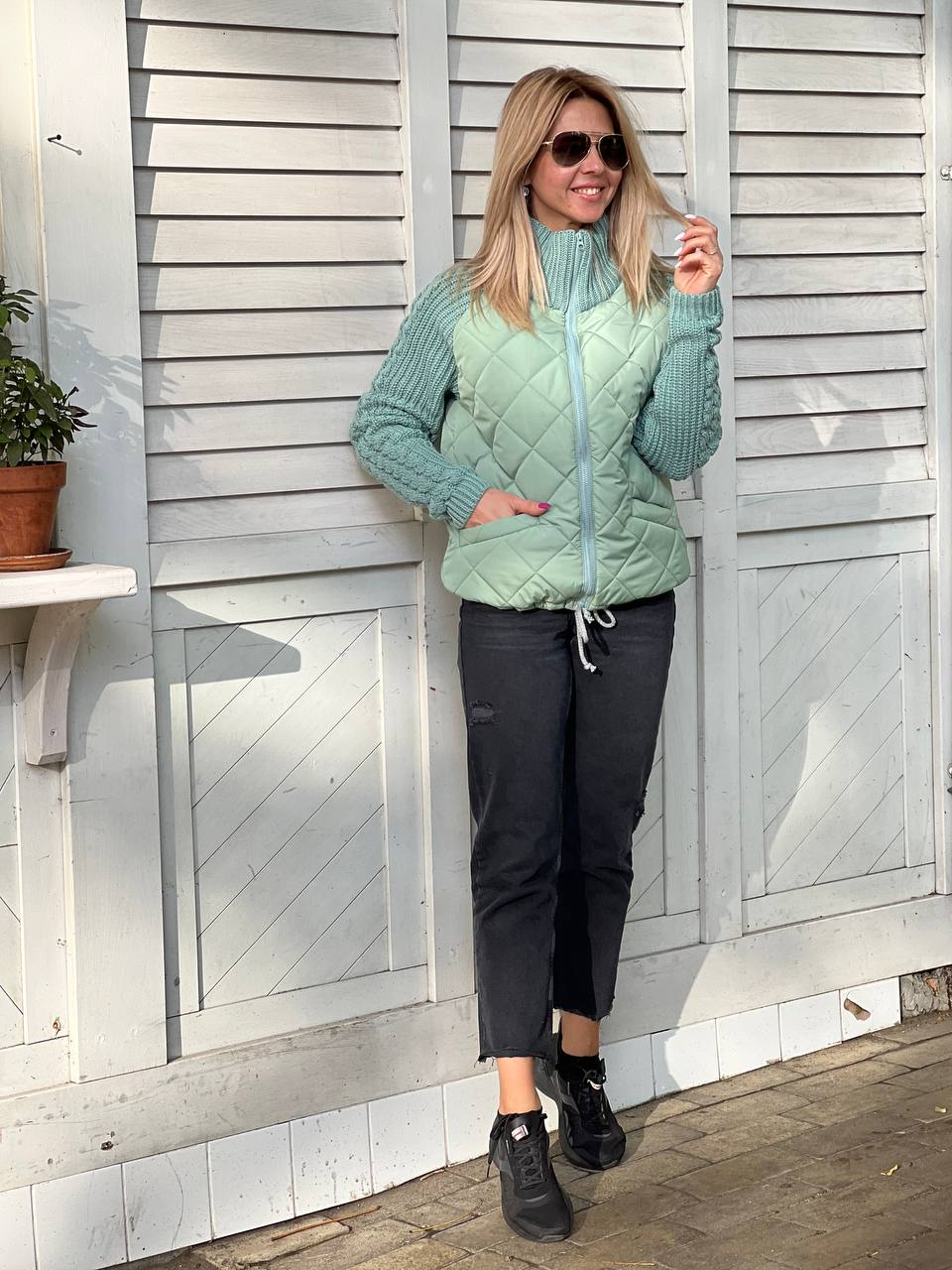 Graciela | Chaqueta patchwork de punto para mujer