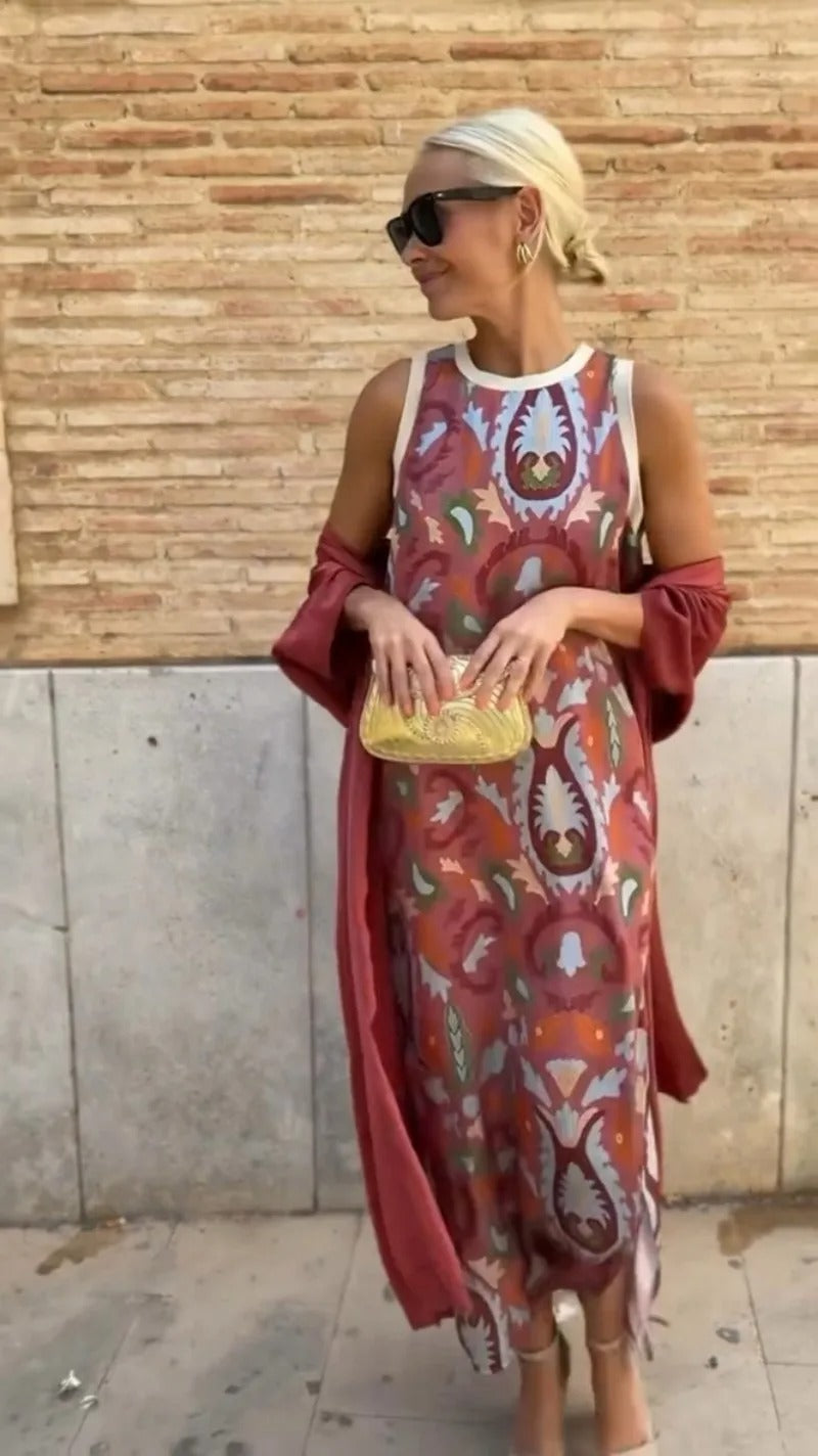 Ainara | Elegante vestido largo con chal a juego