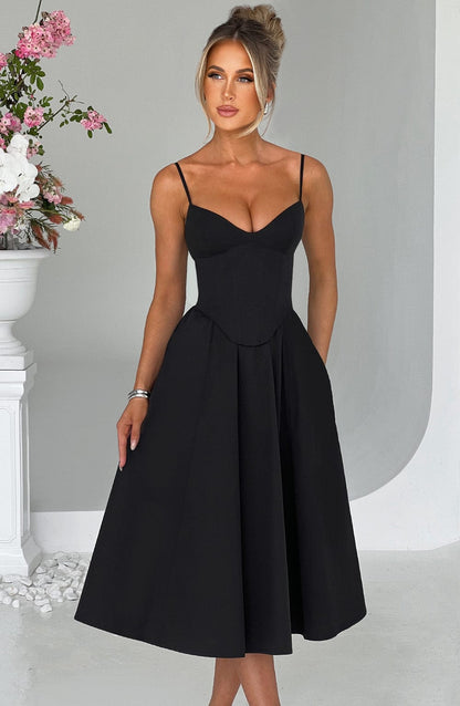 MAILEEN | Vestido midi elegante con corsé