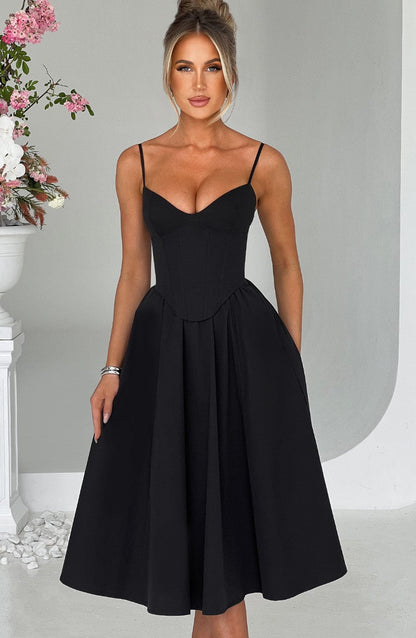 MAILEEN | Vestido midi elegante con corsé