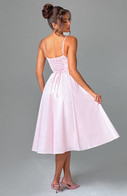 MAILEEN | Vestido midi elegante con corsé