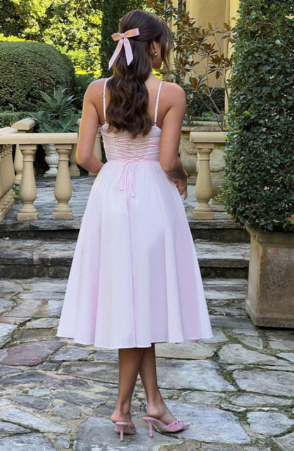 MAILEEN | Vestido midi elegante con corsé