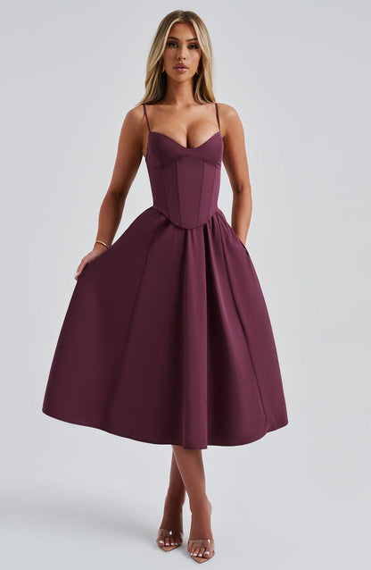 MAILEEN | Vestido midi elegante con corsé