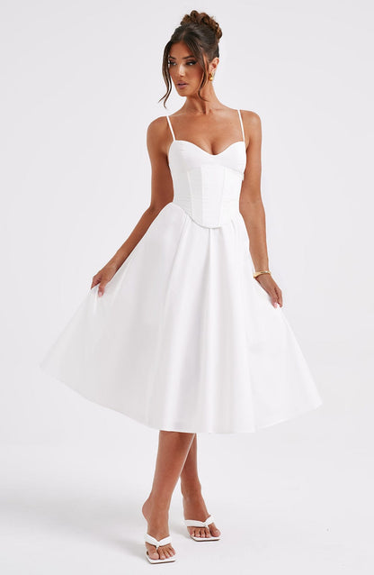 MAILEEN | Vestido midi elegante con corsé